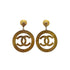 CHANEL VINTAGE EARRINGS COCOMARK CIRCLE SWING GOLD ACCESSORY 27 90289549 - PURPOSE