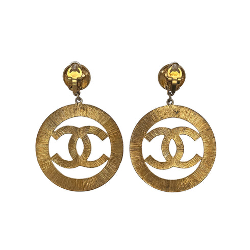 CHANEL VINTAGE EARRINGS COCOMARK CIRCLE SWING GOLD ACCESSORY 27 90289549 - PURPOSE