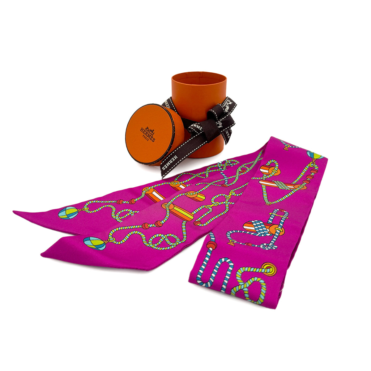 HERMES TWILLY CORDAGES SCARF MULTICOLOR SILK 90289551