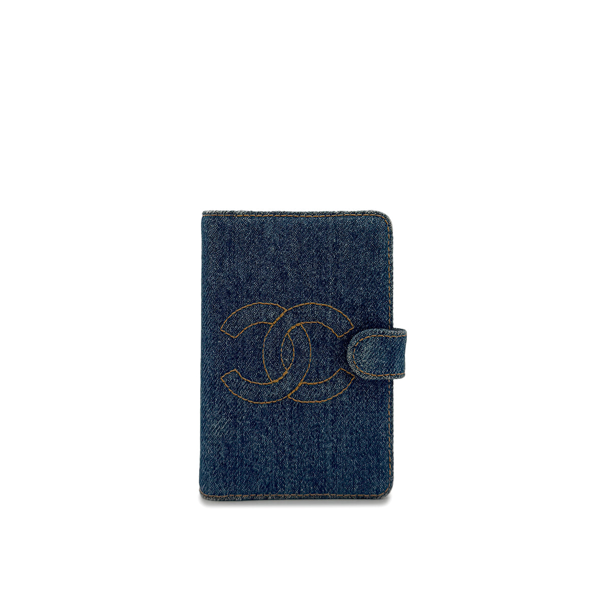 CHANEL VINTAGE COCOMARK NOTEBOOK COVER BLUE DENIM LAMB SKIN 90289556