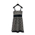 CHANEL SLEEVELESS RACE DRESS COCOMARK RHINESTONE BLACK WHITE RAYON 40 06A RTW 90289557
