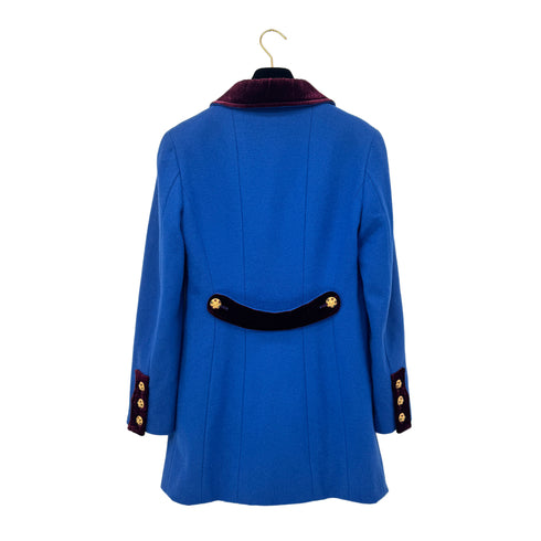 CHANEL BOUTIQUE VINTAGE GRIPOIX BUTTON COAT BLUE BORDEAUX WOOL 38 96A RTW 90289559 - PURPOSE