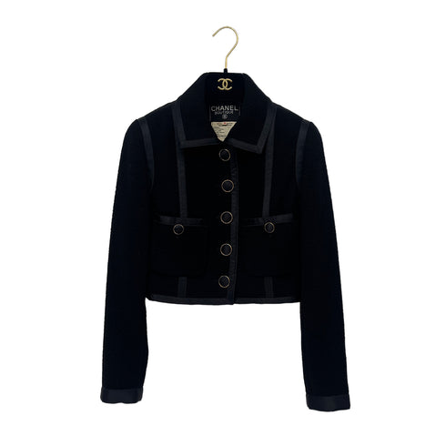 CHANEL VINTAGE JACKET BLACK WOOL 34 RTW 90289560 - PURPOSE