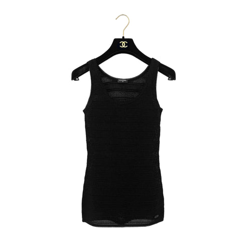 CHANEL SLEEVELESS MESH TOPS BLACK RTW 90289563