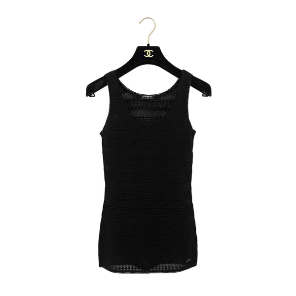 CHANEL SLEEVELESS MESH TOPS BLACK RTW 90289563