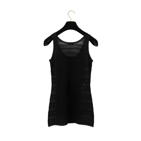 CHANEL SLEEVELESS MESH TOPS BLACK RTW 90289563