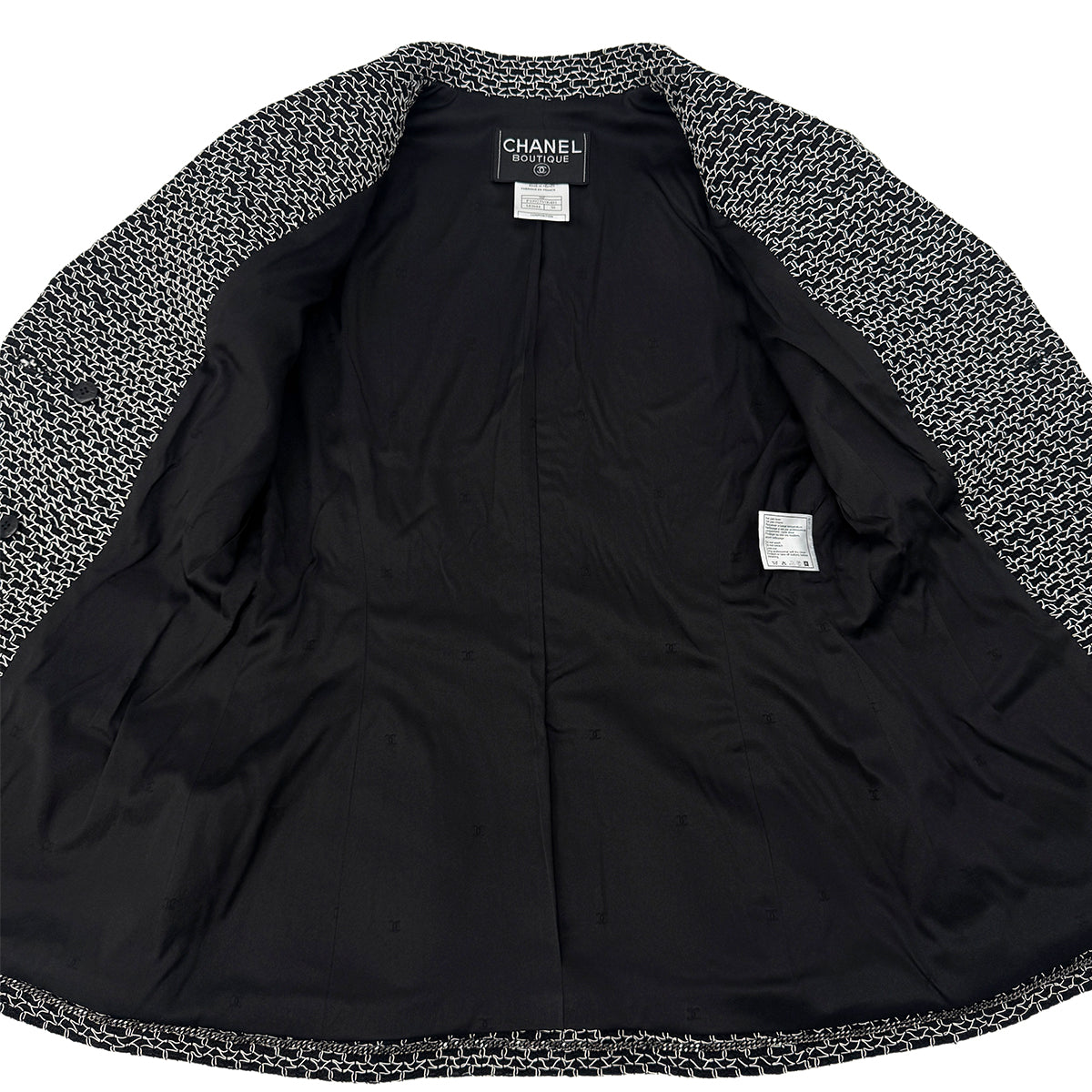 CHANEL BOUTIQUE VINTAGE DOUBLE BUTTON JACKET BLACK WHITE WOOL 38 98P RTW 90289566