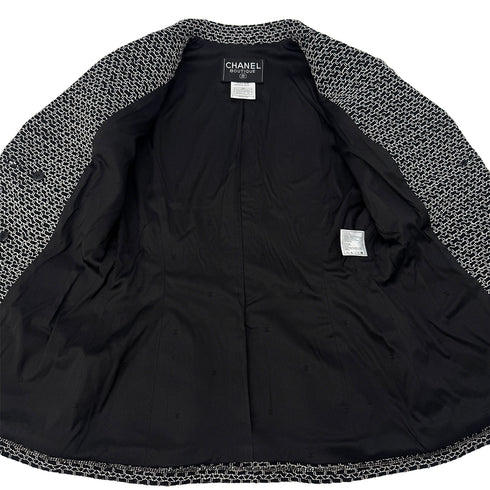 CHANEL BOUTIQUE VINTAGE DOUBLE BUTTON JACKET BLACK WHITE WOOL 38 98P RTW 90289566 - PURPOSE