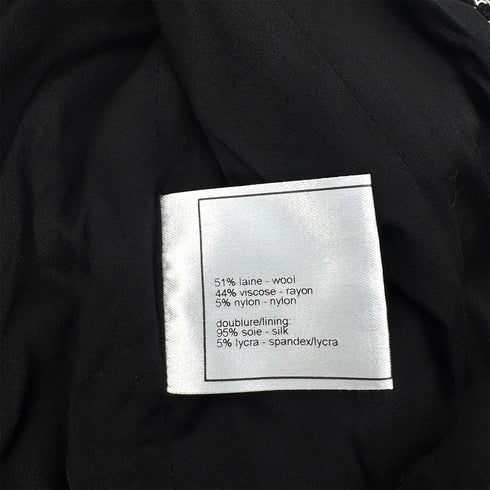 CHANEL BOUTIQUE VINTAGE DOUBLE BUTTON JACKET BLACK WHITE WOOL 38 98P RTW 90289566 - PURPOSE