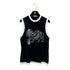 CHANEL SLEEVELESS TOPS LION PAINT BLACK WHITE COTTON 38 P72 RTW 90289567