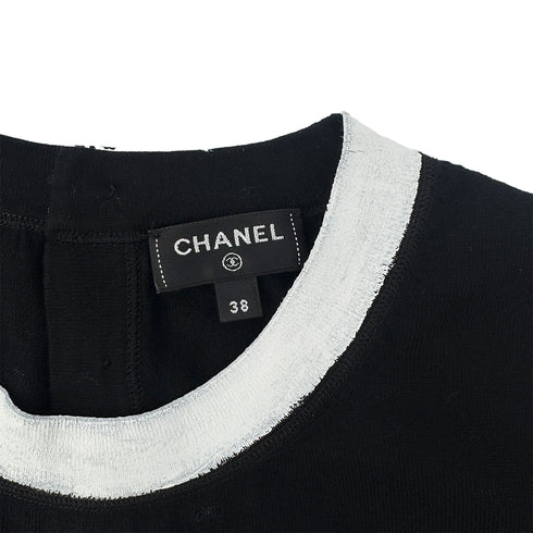 CHANEL SLEEVELESS TOPS LION PAINT BLACK WHITE COTTON 38 P72 RTW 90289567