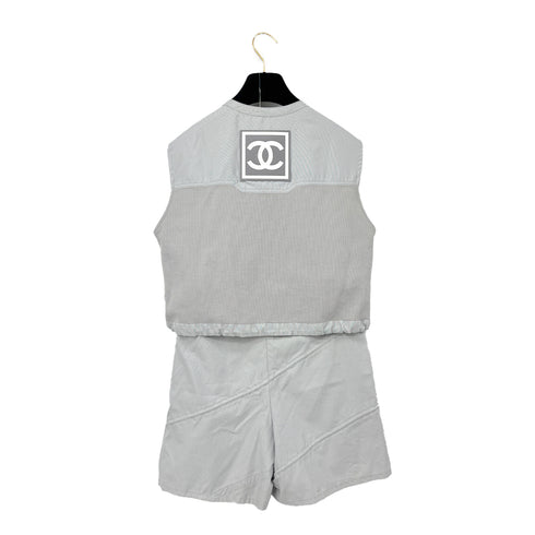 CHANEL COCOMARK IDENTIFICATION SPORTSLINE VEST AND SHORTS SET GRAY 36 01P RTW90289568