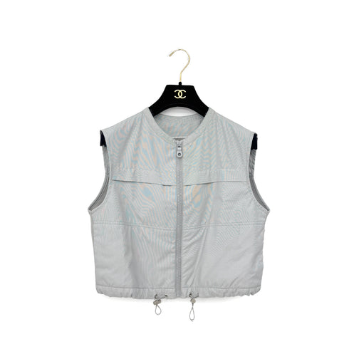 CHANEL COCOMARK IDENTIFICATION SPORTSLINE VEST AND SHORTS SET GRAY 36 01P RTW90289568