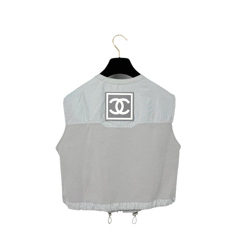 CHANEL COCOMARK IDENTIFICATION SPORTSLINE VEST AND SHORTS SET GRAY 36 01P RTW90289568