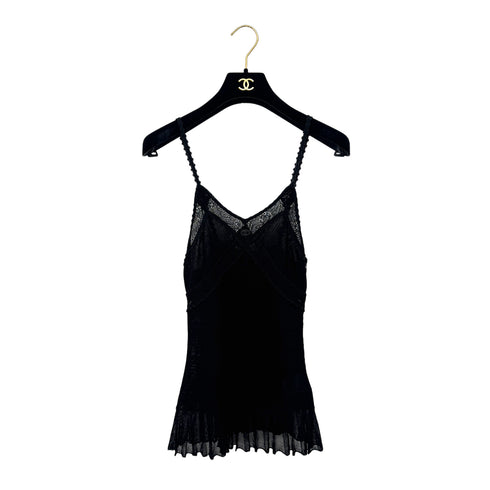 CHANEL COCOMARK RACE CAMISOLE TOPS BLACK RAYON 34 07C RTW 90289570