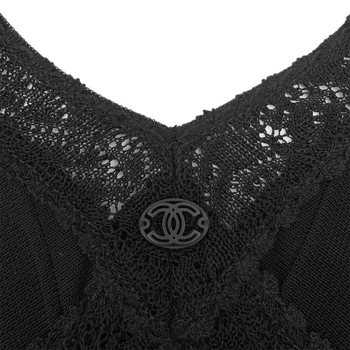 CHANEL COCOMARK RACE CAMISOLE TOPS BLACK RAYON 34 07C RTW 90289570