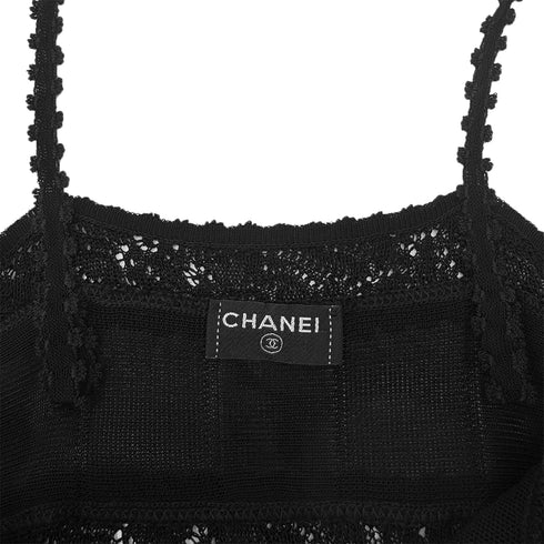 CHANEL COCOMARK RACE CAMISOLE TOPS BLACK RAYON 34 07C RTW 90289570