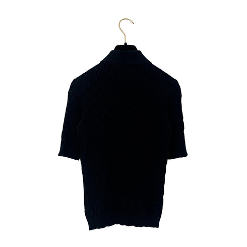 CHANEL COCOMARK COCO LOGO BUTTON SHORT SLEEVE TOPS BLACK COTTON 34 P63 RTW 90289571