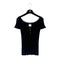 CHANEL COCO BUTTON SHORT SLEEVE KNIT TOPS BLACK COTTON 36 07P RTW 90289572