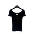 CHANEL COCO BUTTON SHORT SLEEVE KNIT TOPS BLACK COTTON 36 07P RTW 90289572