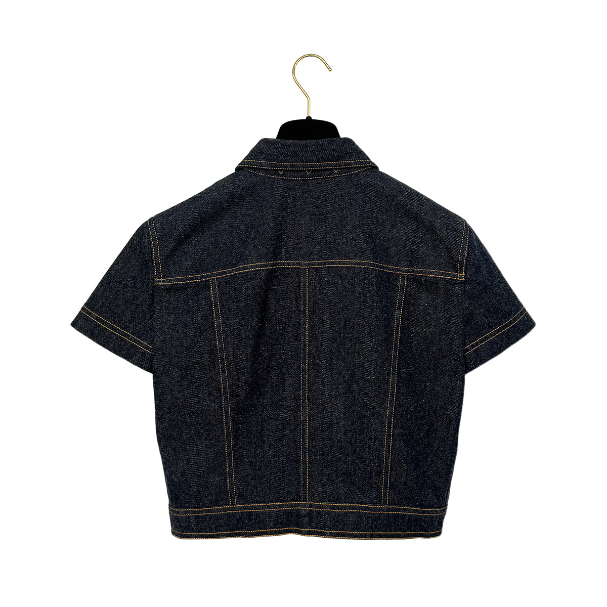 CHANEL VINTAGE COCO BUTTON DENIM SHORT JACKET NAVY COTTON 40 E97 RTW 90289573
