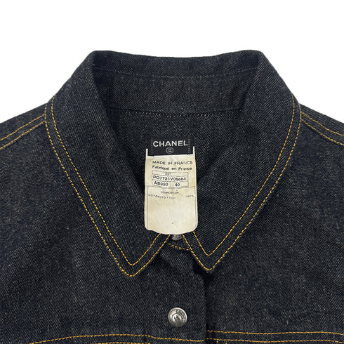CHANEL VINTAGE COCO BUTTON DENIM SHORT JACKET NAVY COTTON 40 E97 RTW 90289573 - PURPOSE