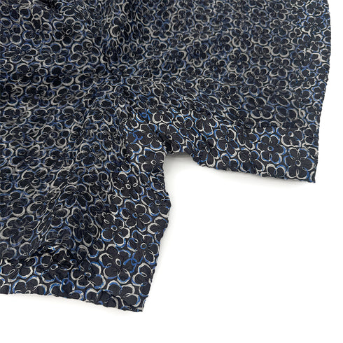 CHANEL FLORAL SLEEVELESS ROMPER COCO BUTTON RIBBON BELT BLUE SILK 34 P45 RTW 90289574