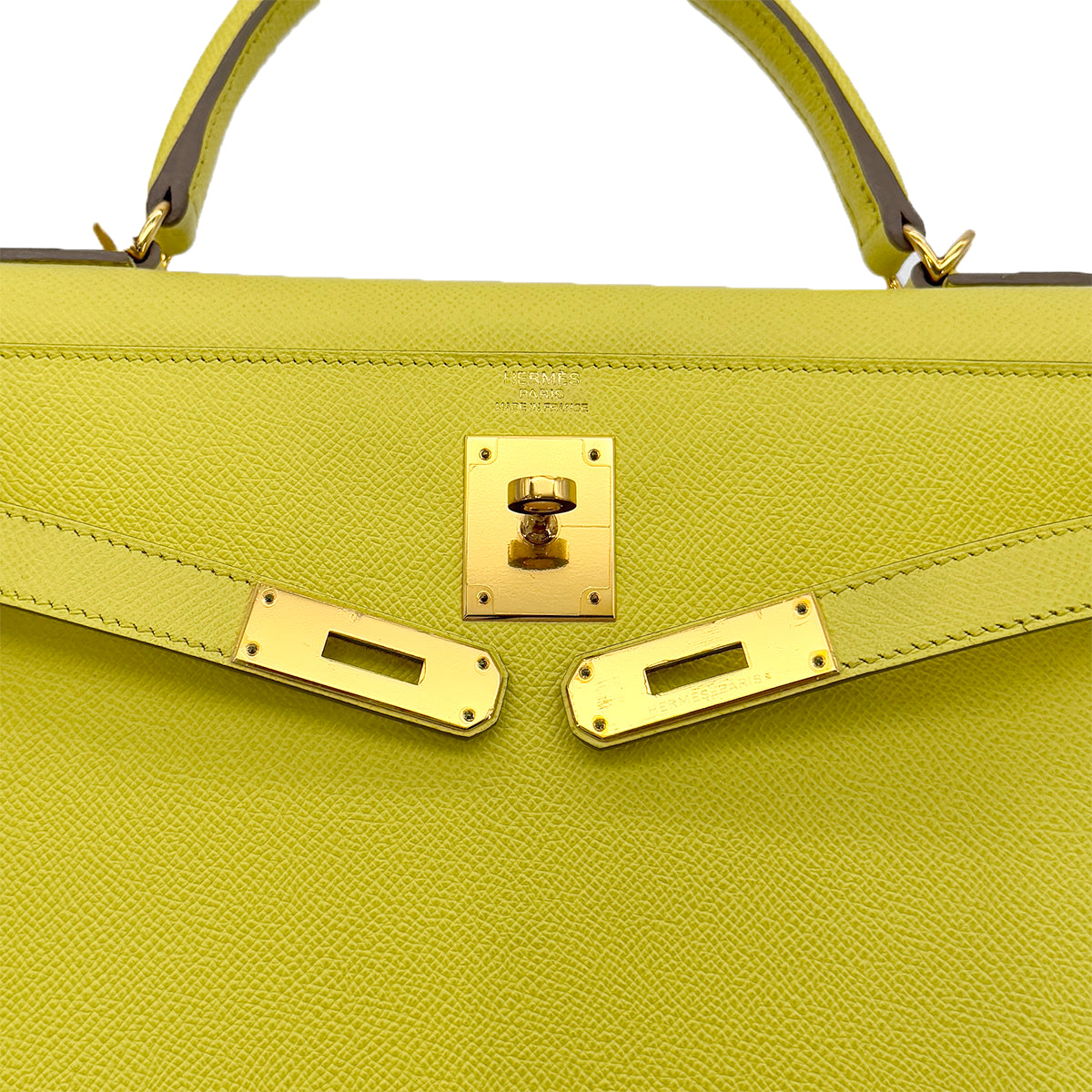 HERMES KELLY 32 SELLIER SOUFRE VEAU EPSOM HAND SHOULDER BAG □Q GHW 90290193