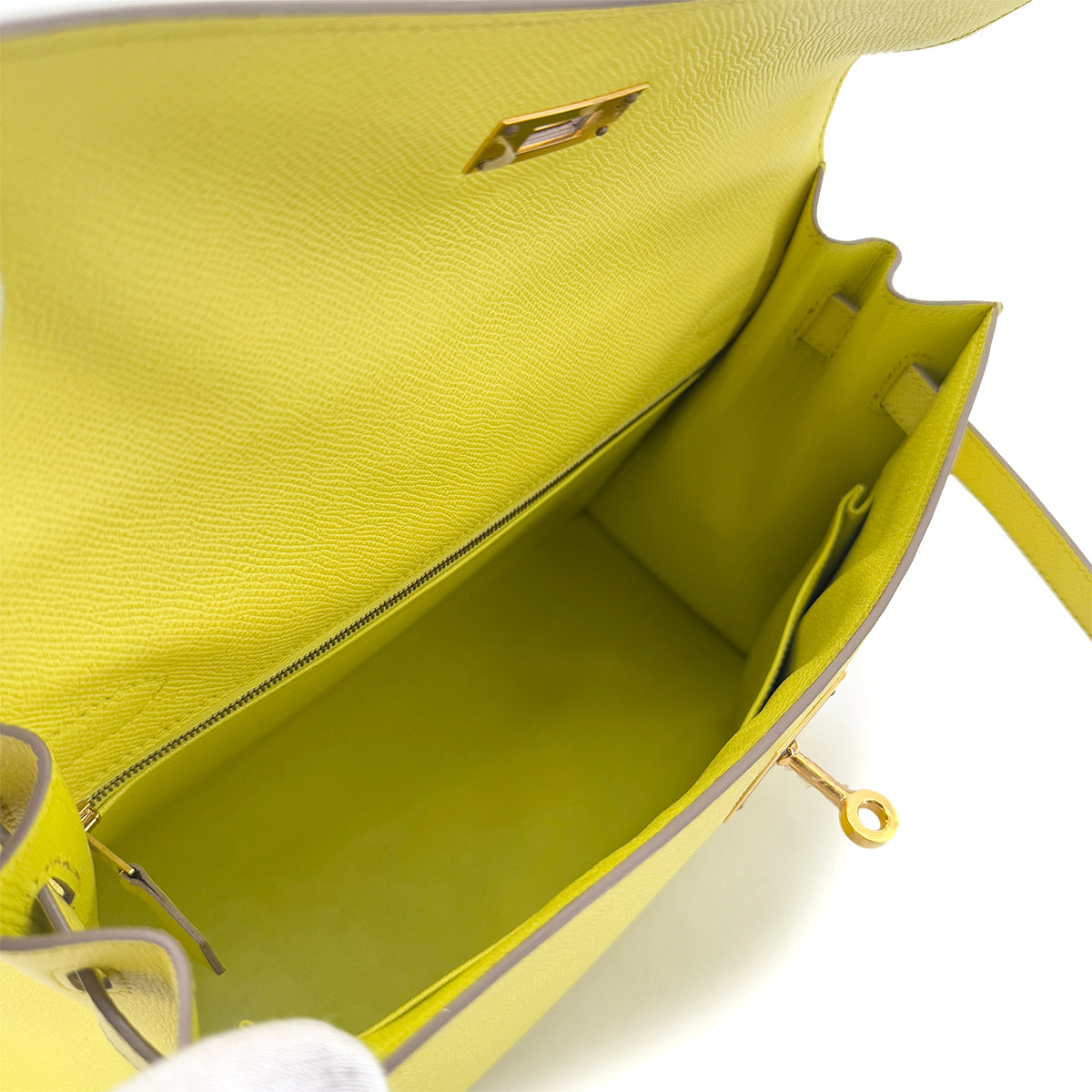 HERMES KELLY 32 SELLIER SOUFRE VEAU EPSOM HAND SHOULDER BAG □Q GHW 90290193