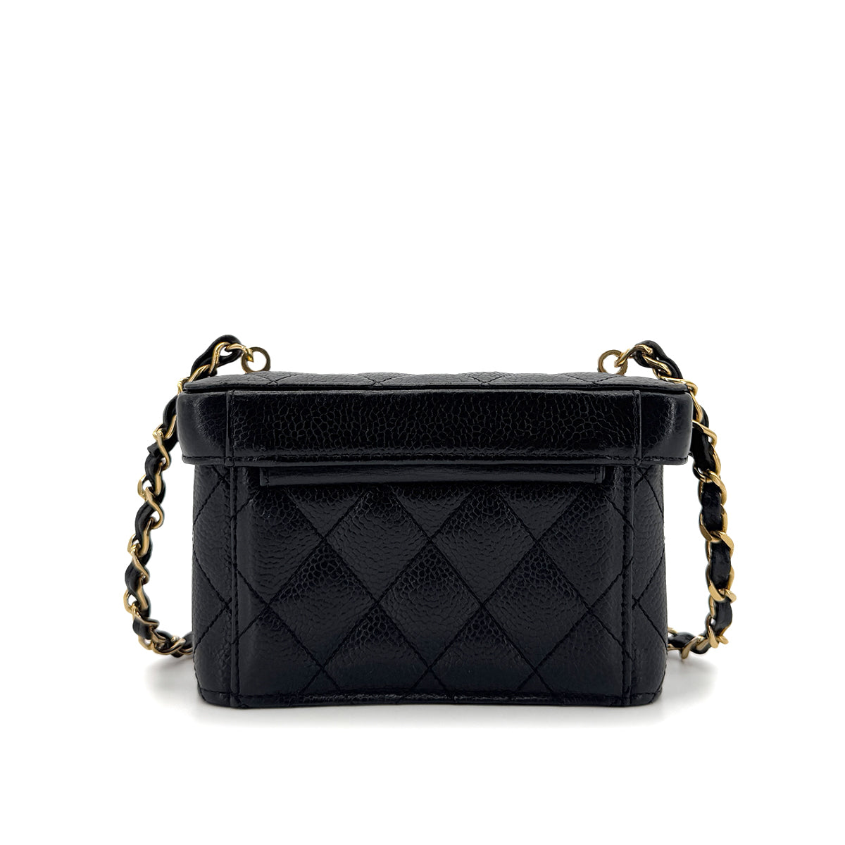 CHANEL VINTAGE CHAIN SHOULDER BANITY BAG BLACK CAVIAR SKIN 90290196