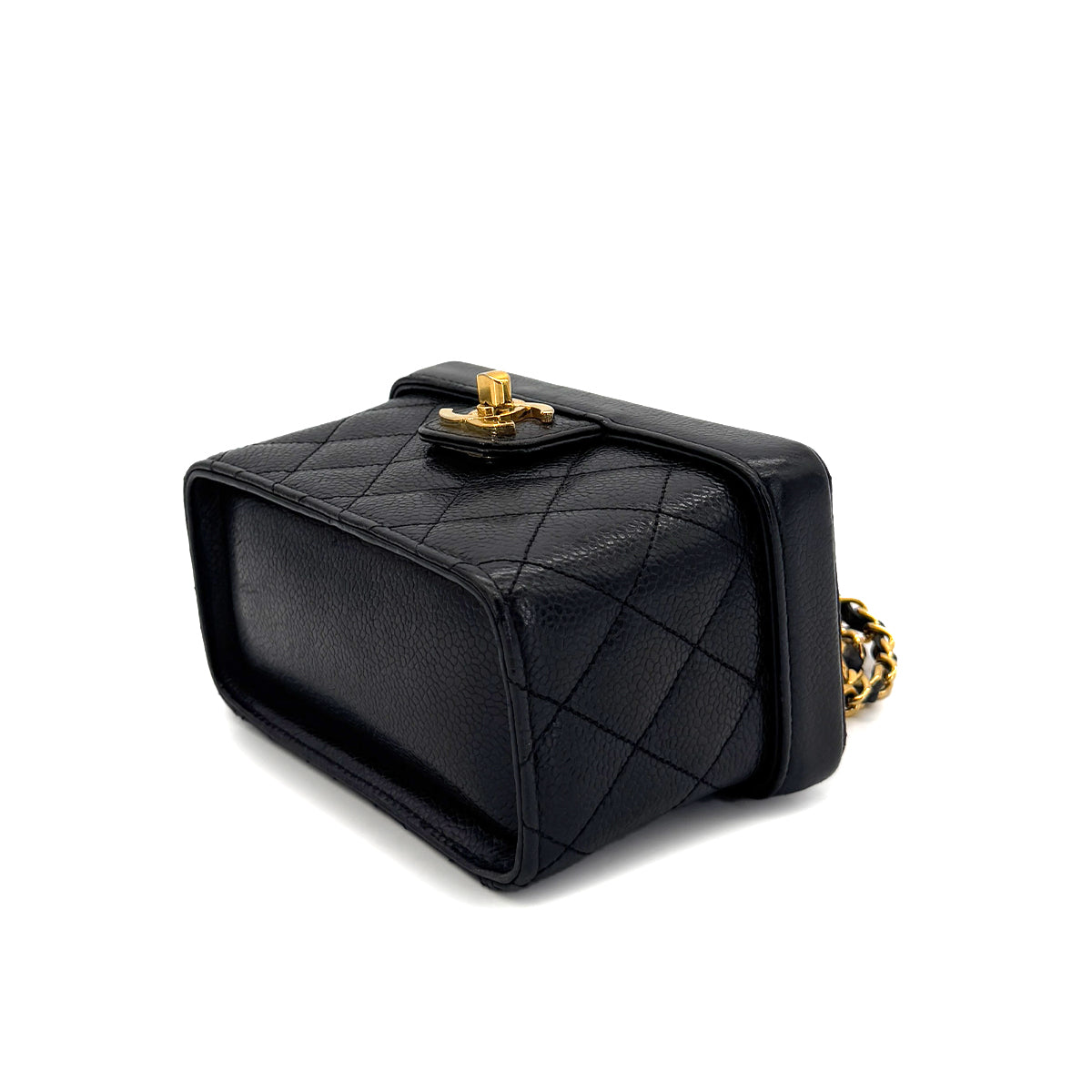 CHANEL VINTAGE CHAIN SHOULDER BANITY BAG BLACK CAVIAR SKIN 90290196