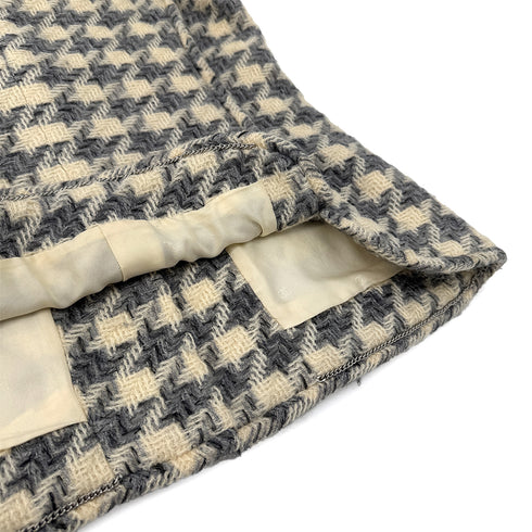 CHANEL COCO BUTTON HOUNDSTOOTH JACKET BEIGE GRAY WOOL 38 98A RTW 90290198