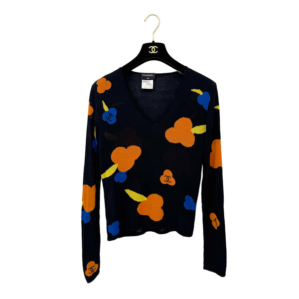 CHANEL VINTAGE COCOMARK LONG SLEEVE TOPS BLACK RAYON 38 00T RTW 90290199