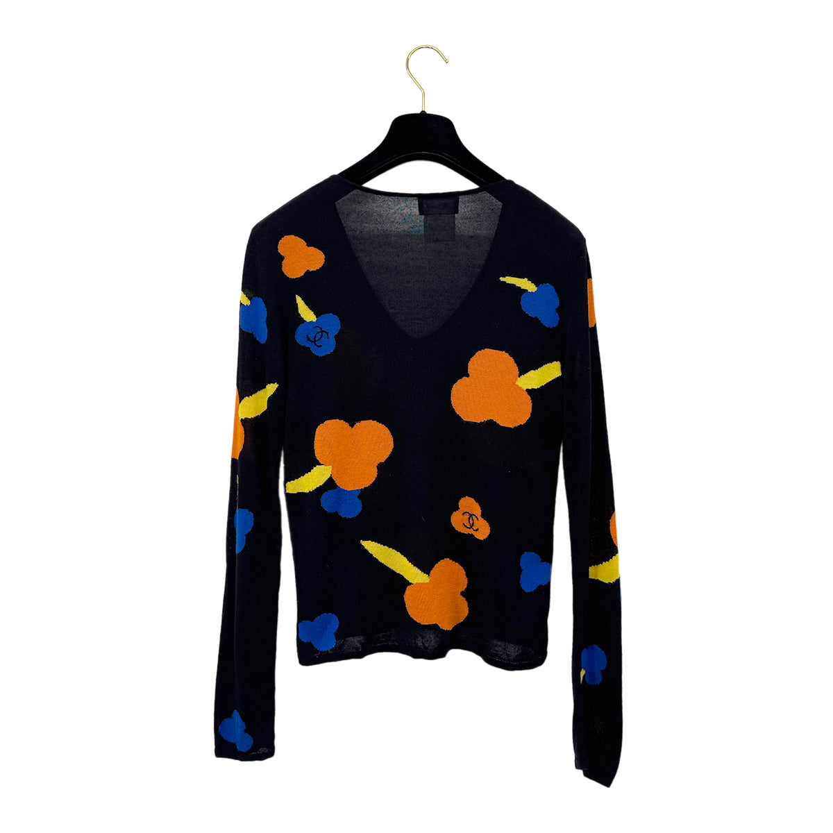 CHANEL VINTAGE COCOMARK LONG SLEEVE TOPS BLACK RAYON 38 00T RTW 90290199