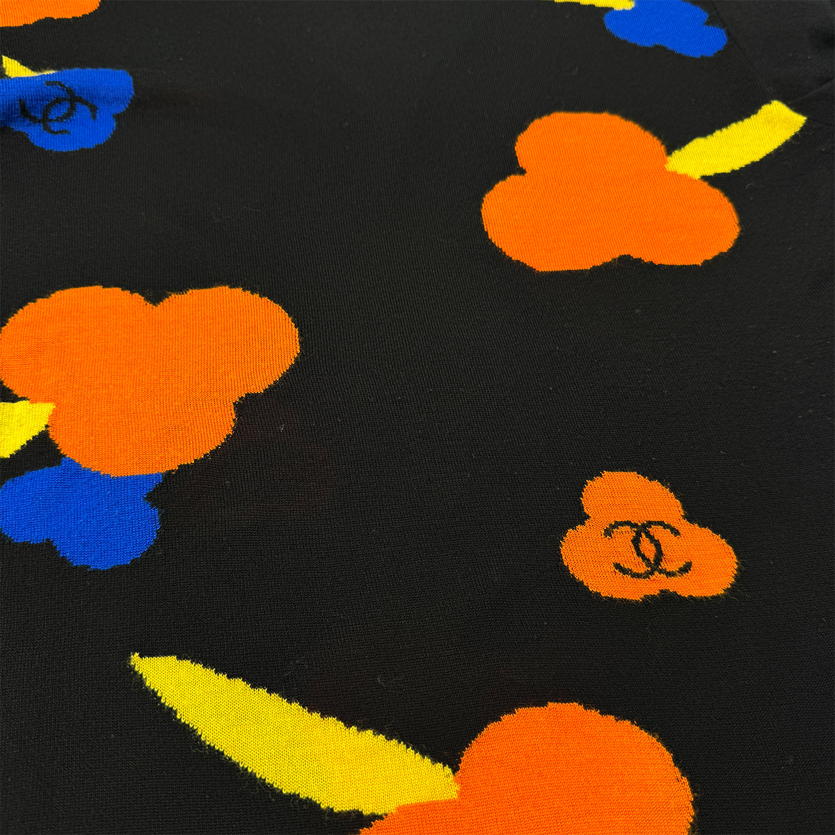 CHANEL VINTAGE COCOMARK LONG SLEEVE TOPS BLACK RAYON 38 00T RTW 90290199