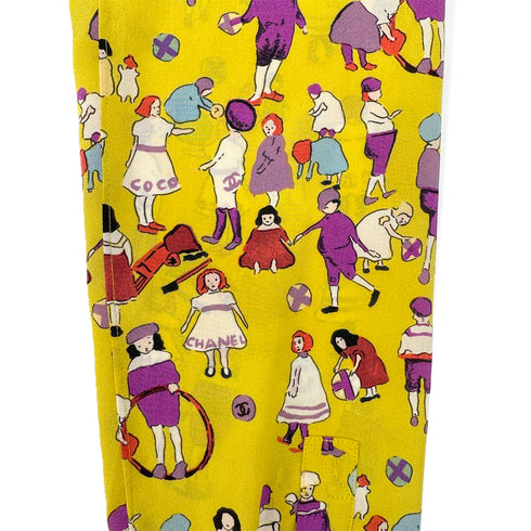 CHANEL ALL OVER PATTERN SHIRT LONG SLEEVE YELLOW SILK 40 01P RTW 90290200