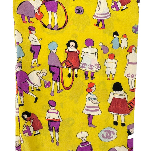 CHANEL ALL OVER PATTERN SHIRT LONG SLEEVE YELLOW SILK 40 01P RTW 90290200