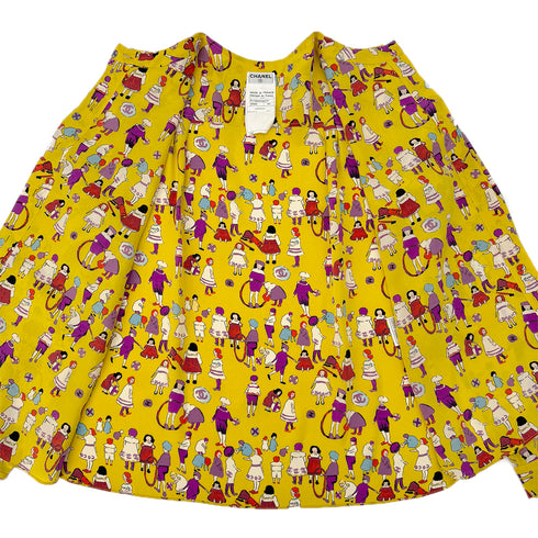 CHANEL ALL OVER PATTERN SHIRT LONG SLEEVE YELLOW SILK 40 01P RTW 90290200