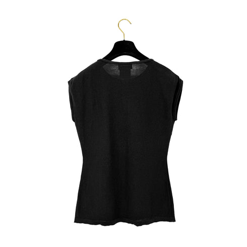 CHANEL JACQUARD CC SLEEVELESS TOPS BLACK COTTON 38 P46 RTW 90290201