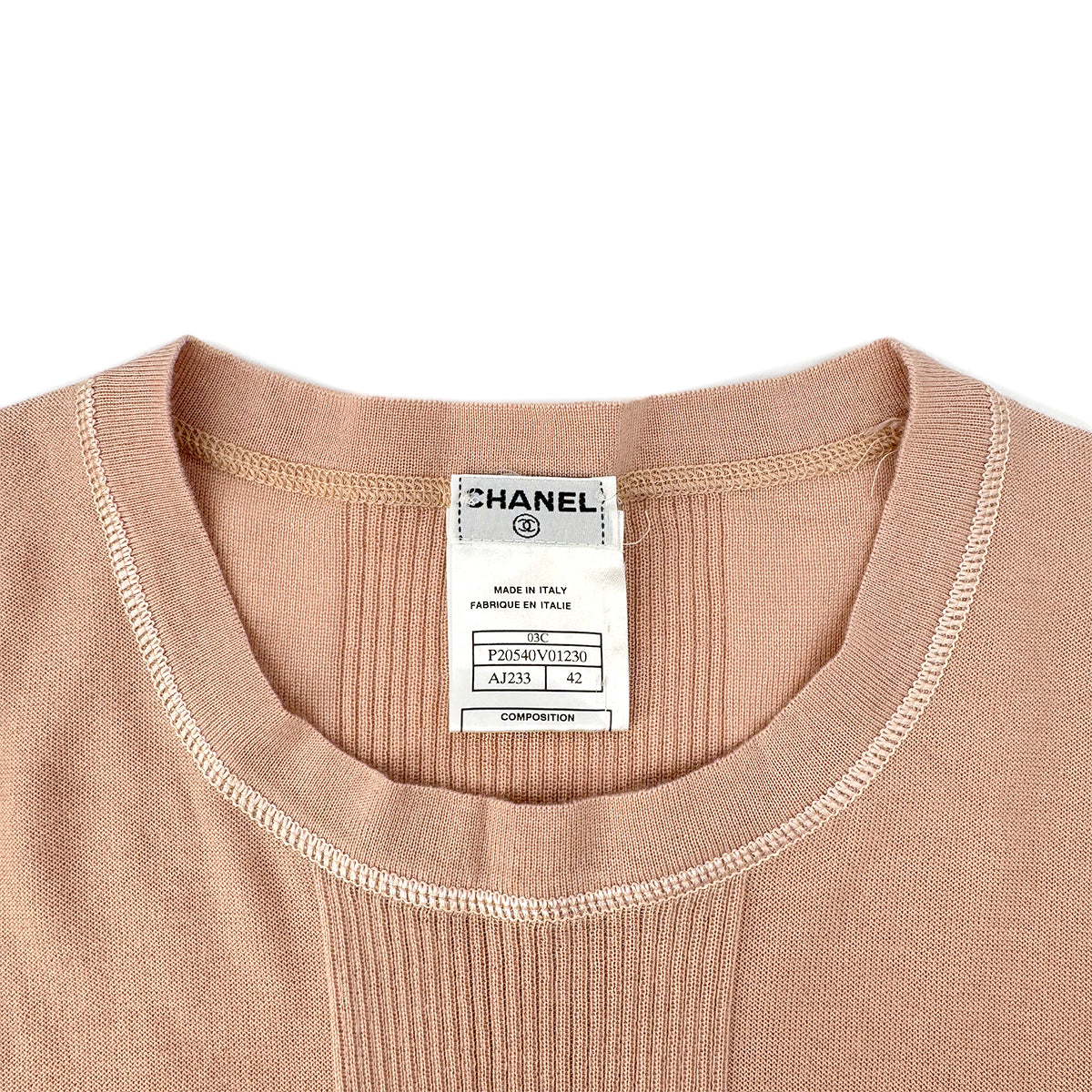 CHANEL KNIT LONG SLEEVE TOPS PINK CASHMERE 42 03C RTW 90290202