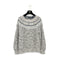 CHANEL METALLIC KNIT TOPS COCO BUTTON WHITE BLUE WOOL 36 P61 RTW 90290203