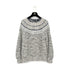 CHANEL METALLIC KNIT TOPS COCO BUTTON WHITE BLUE WOOL 36 P61 RTW 90290203