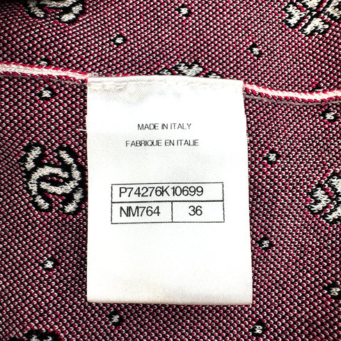 CHANEL COCOMARK LONG SLEEVE HALF ZIP POLO KNIT WHITE PINK SILK 36 P74 RTW 90290204