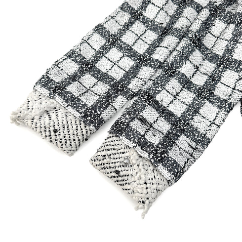 CHANEL PLAID SEQUINS DRESS WHITE BLACK POLYESTER 36 17K RTW 90290205