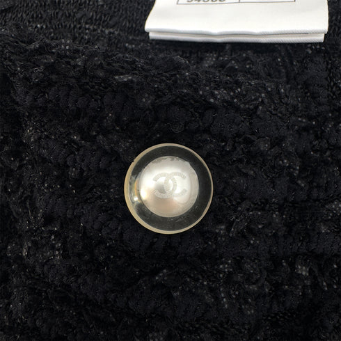 CHANEL SLEEVELESS TOPS COCO BUTTON FAUX PEARL BLACK NYLON 38 P46 RTW 90290206 - PURPOSE
