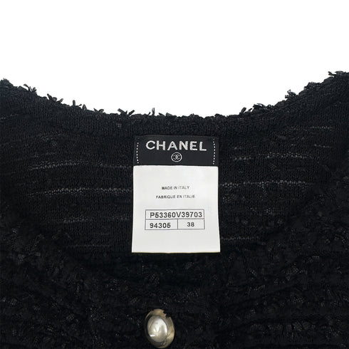 CHANEL SLEEVELESS TOPS COCO BUTTON FAUX PEARL BLACK NYLON 38 P46 RTW 90290206 - PURPOSE