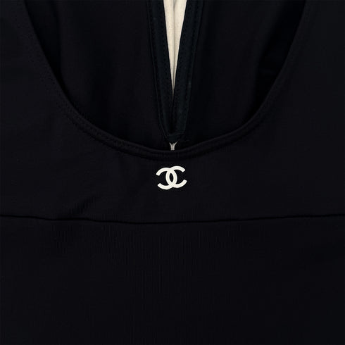 CHANEL COCOMARK SLEEVELESS SWIMWEAR DRESS BLACK NYLON 38 03C RTW 90290207