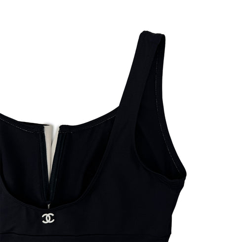 CHANEL COCOMARK SLEEVELESS SWIMWEAR DRESS BLACK NYLON 38 03C RTW 90290207