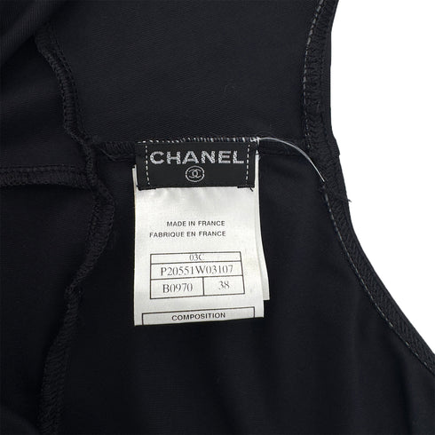 CHANEL COCOMARK SLEEVELESS SWIMWEAR DRESS BLACK NYLON 38 03C RTW 90290207