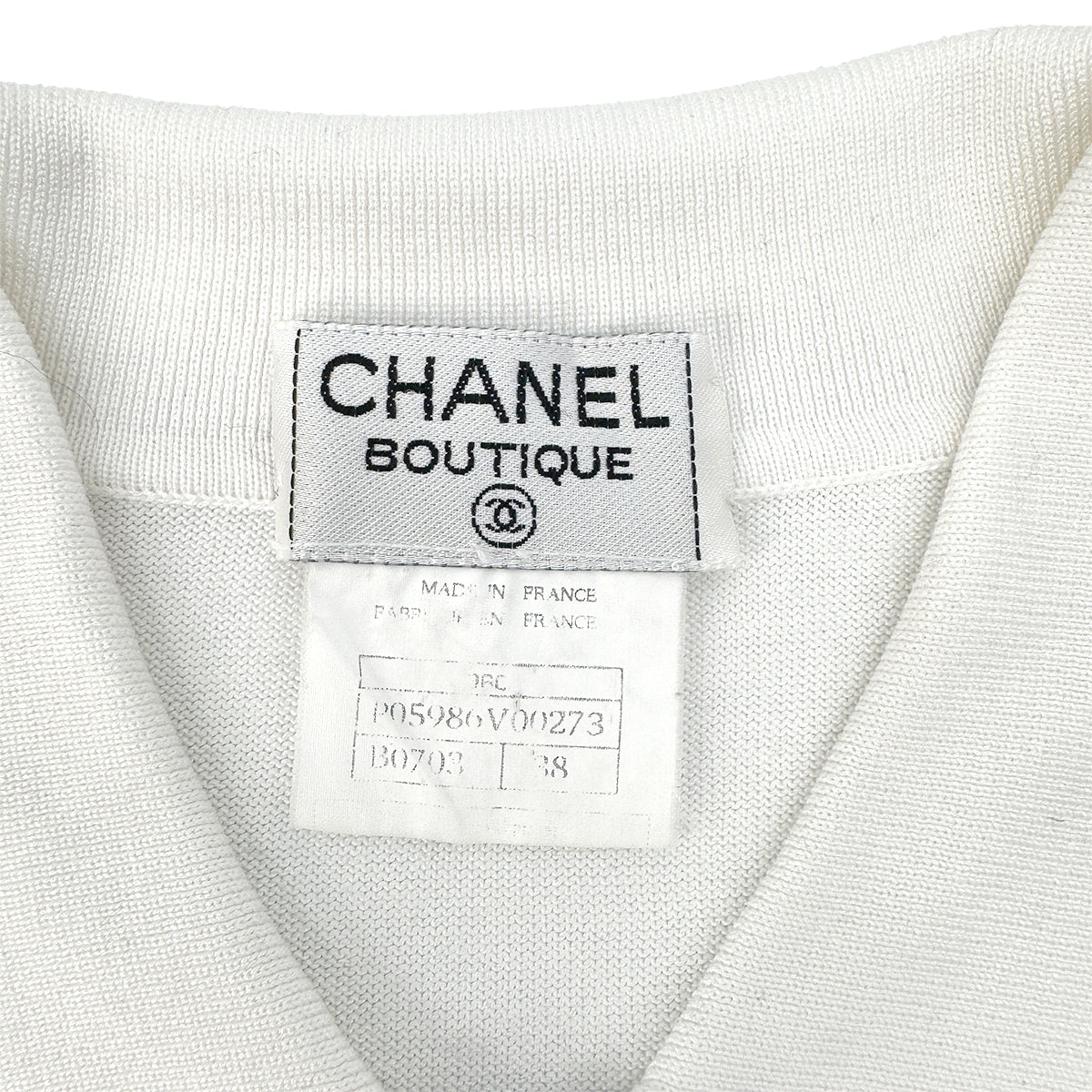 CHANEL COCOBUTTON BICOLOR POLO SHIRT WHITE BLACK COTTON 38 96C RTW 90290210